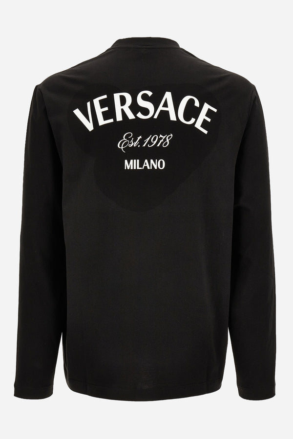 T-Shirt In Jersey Fabric + Versace Milano Print