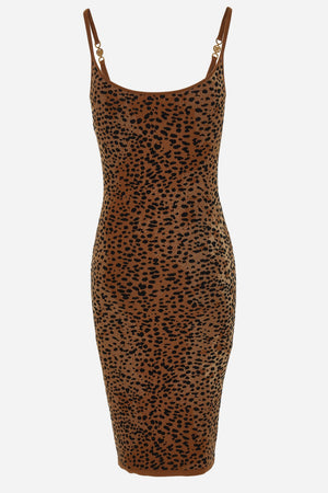Knit Dress In Leopard Jacquard Viscose