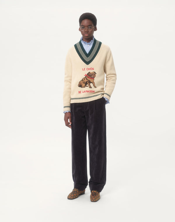 Pantalone In Velluto Di Cotone E Lino Lavato