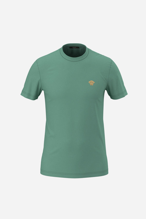 T-Shirt In Compact Cotton Jersey Fabric-Medusa Pop Embroidery