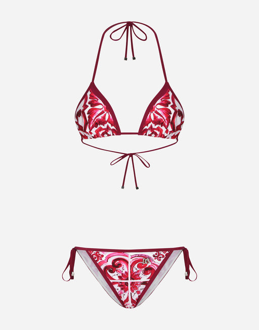MAJOLICA-PRINT TRIANGLE BIKINI