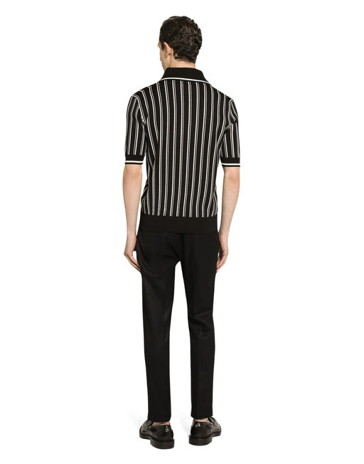 STRIPED SILK POLO-SHIRT WITH DG LOGO