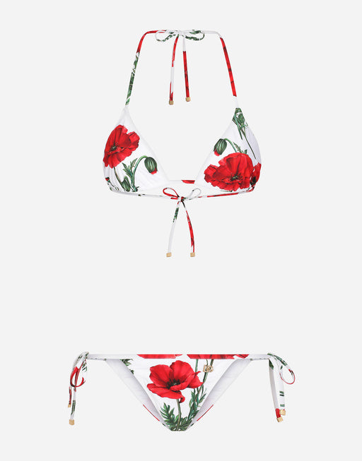 POPPY-PRINT TRIANGLE BIKINI