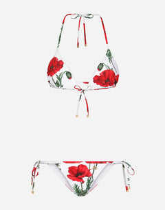 POPPY-PRINT TRIANGLE BIKINI