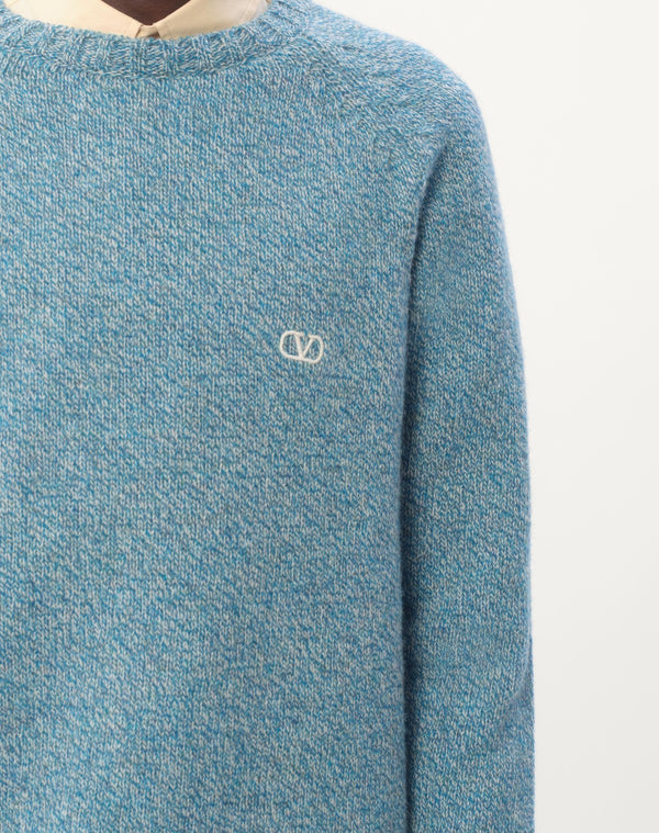 Maglione Girocollo In Lana Con Ricamo Vlogo