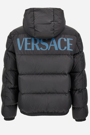 Down Jacket/Vest In Plain Technical Fabric + Versace Print