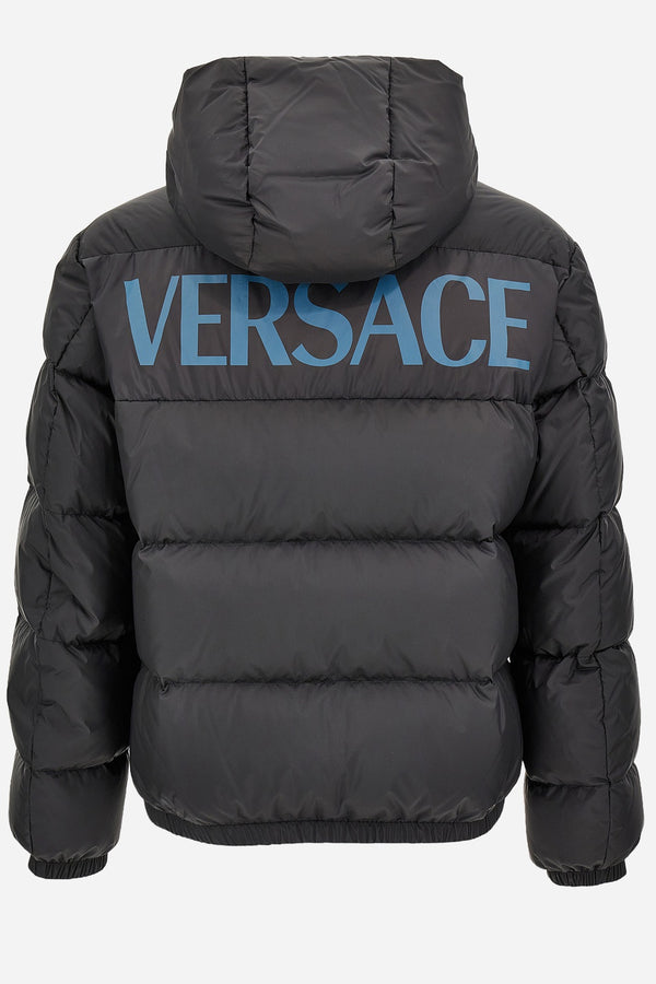 Down Jacket/Vest In Plain Technical Fabric + Versace Print