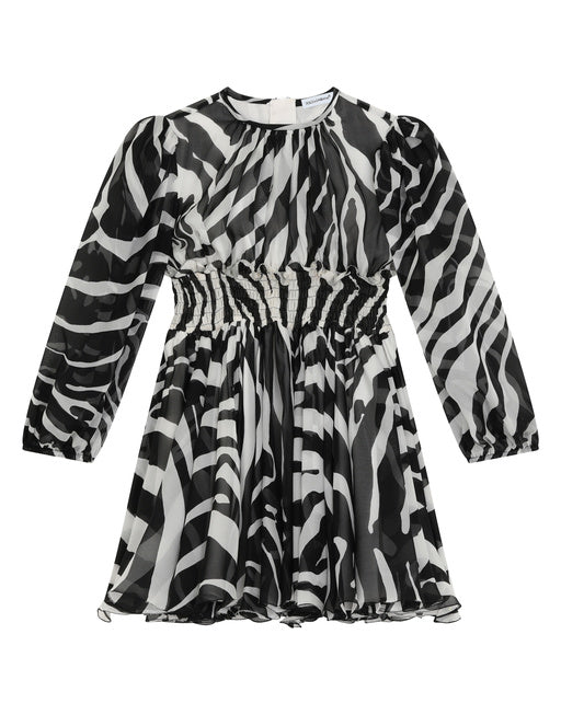 SHORT DRESS IN ZEBRA PRINT CHIFFON