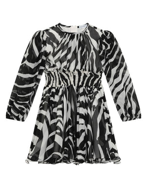 SHORT DRESS IN ZEBRA PRINT CHIFFON