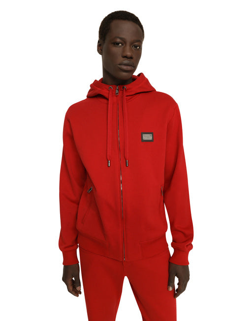 ZIP-UP HOODIE WITH LOGO TAG