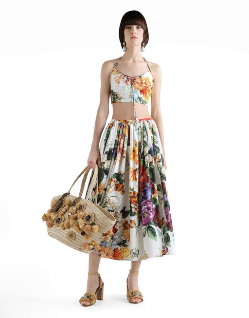 MIDI SKIRT WITH FLOWER BOUQUET PRINT