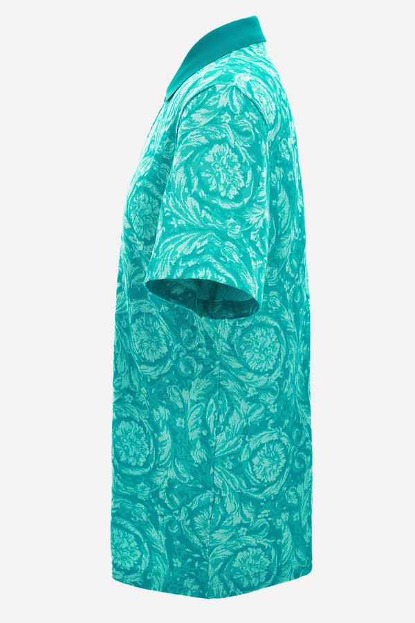 Polo In Barocco Jacquard Piquet Fabric