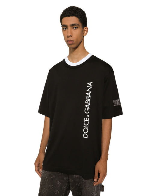 SHORT-SLEEVE T-SHIRT WITH VERTICAL LOGO PRINT