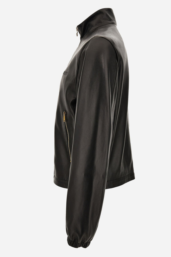 Blouson Leather In Shiny Plonge' Leather - Versace Logo
