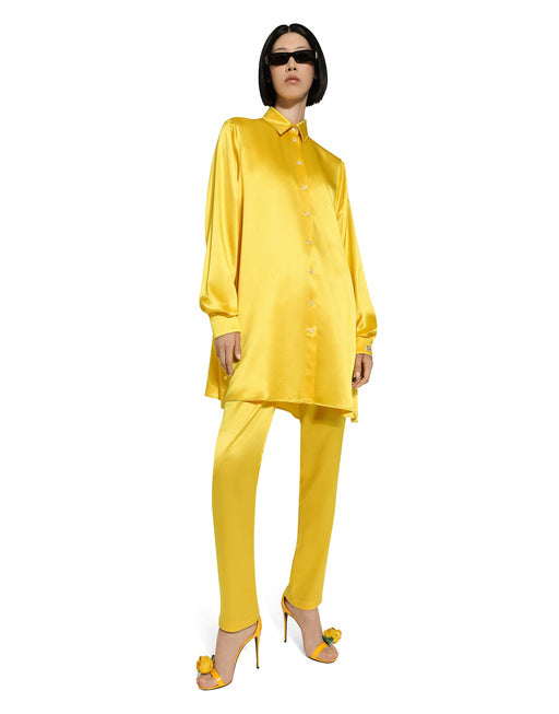 LONG-SLEEVED SILK CREPE SHIRT