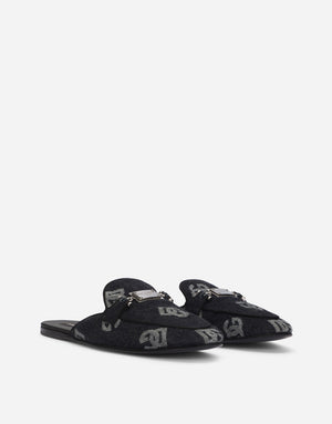 DENIM SLIPPERS WITH LOGO