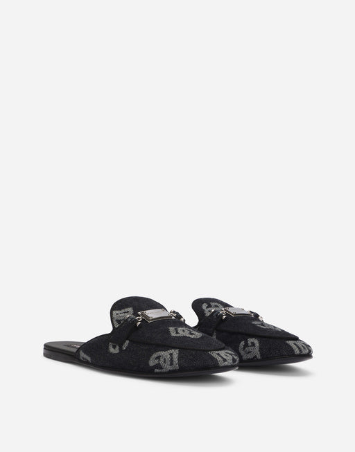 DENIM SLIPPERS WITH LOGO
