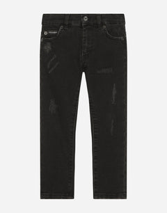 BLACK WASH STRETCH DENIM JEANS