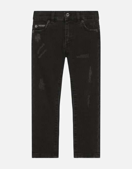BLACK WASH STRETCH DENIM JEANS