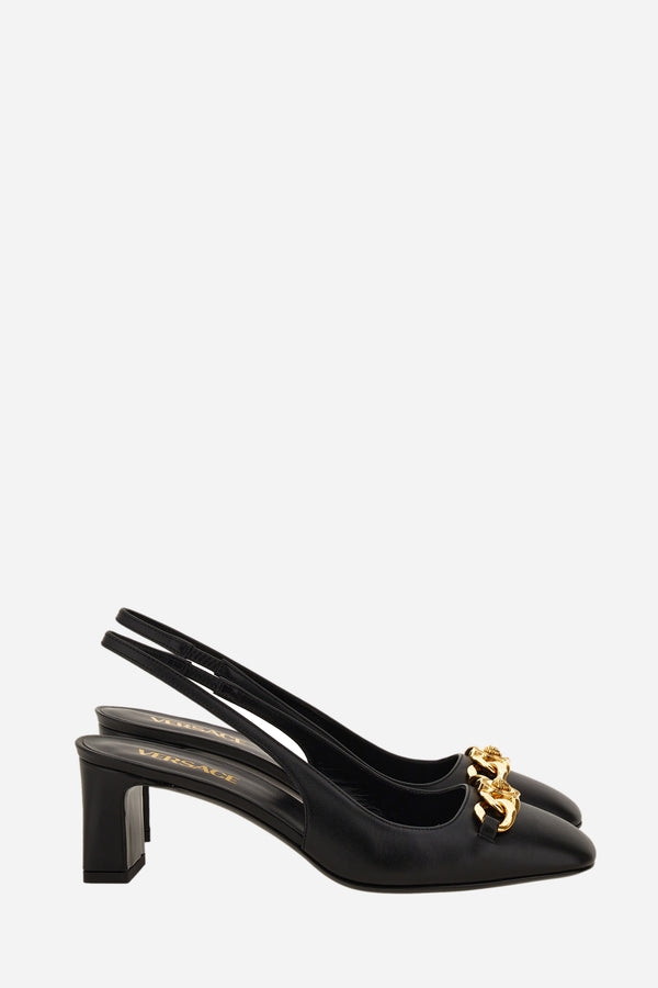 Icon Chain Sling Back  In Calf Leather