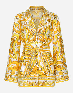 SILK TWILL PAJAMA SHIRT WITH MAJOLICA PRINT