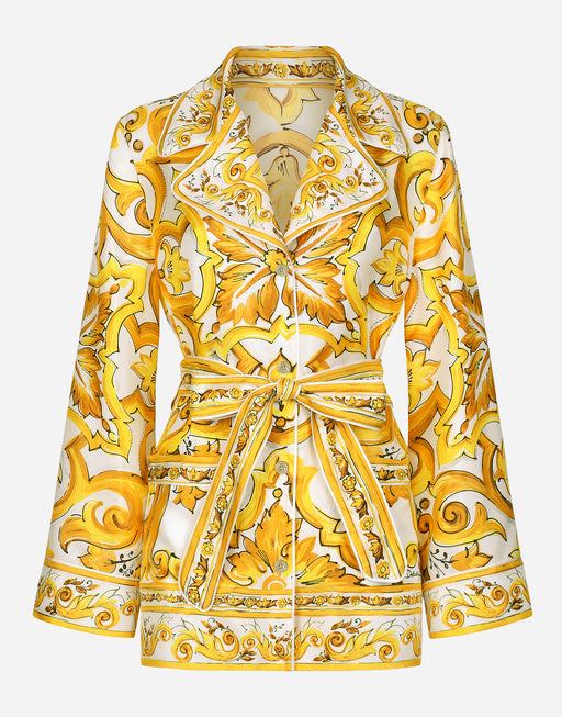 SILK TWILL PAJAMA SHIRT WITH MAJOLICA PRINT
