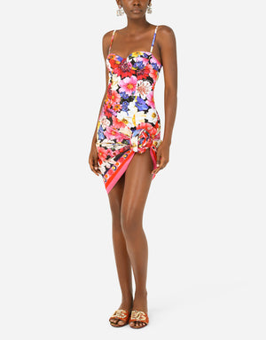 GARDEN-PRINT ONE-PIECE BALCONETTE SWIMSUIT
