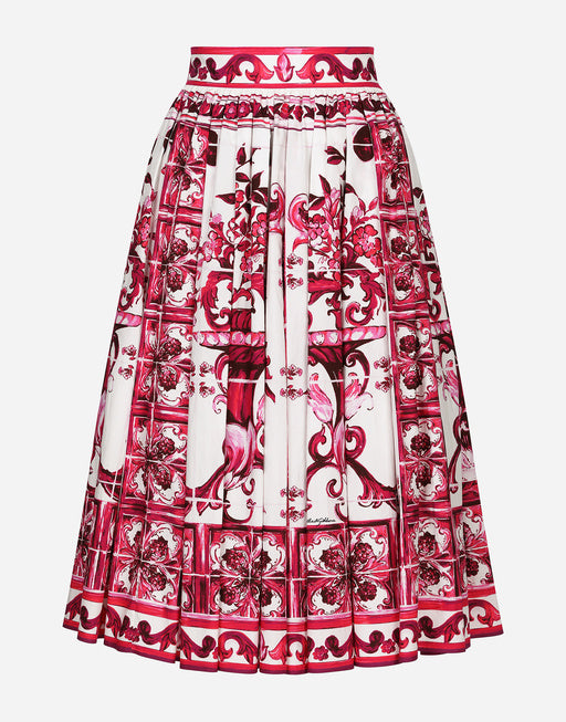 POPLIN MIDI SKIRT WITH MAJOLICA PRINT