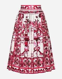 POPLIN MIDI SKIRT WITH MAJOLICA PRINT