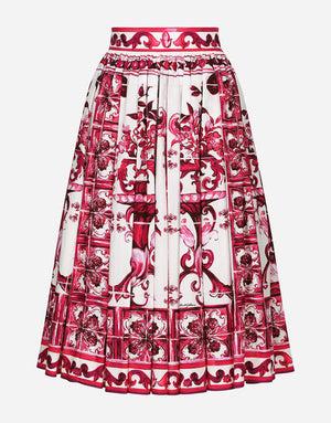 POPLIN MIDI SKIRT WITH MAJOLICA PRINT