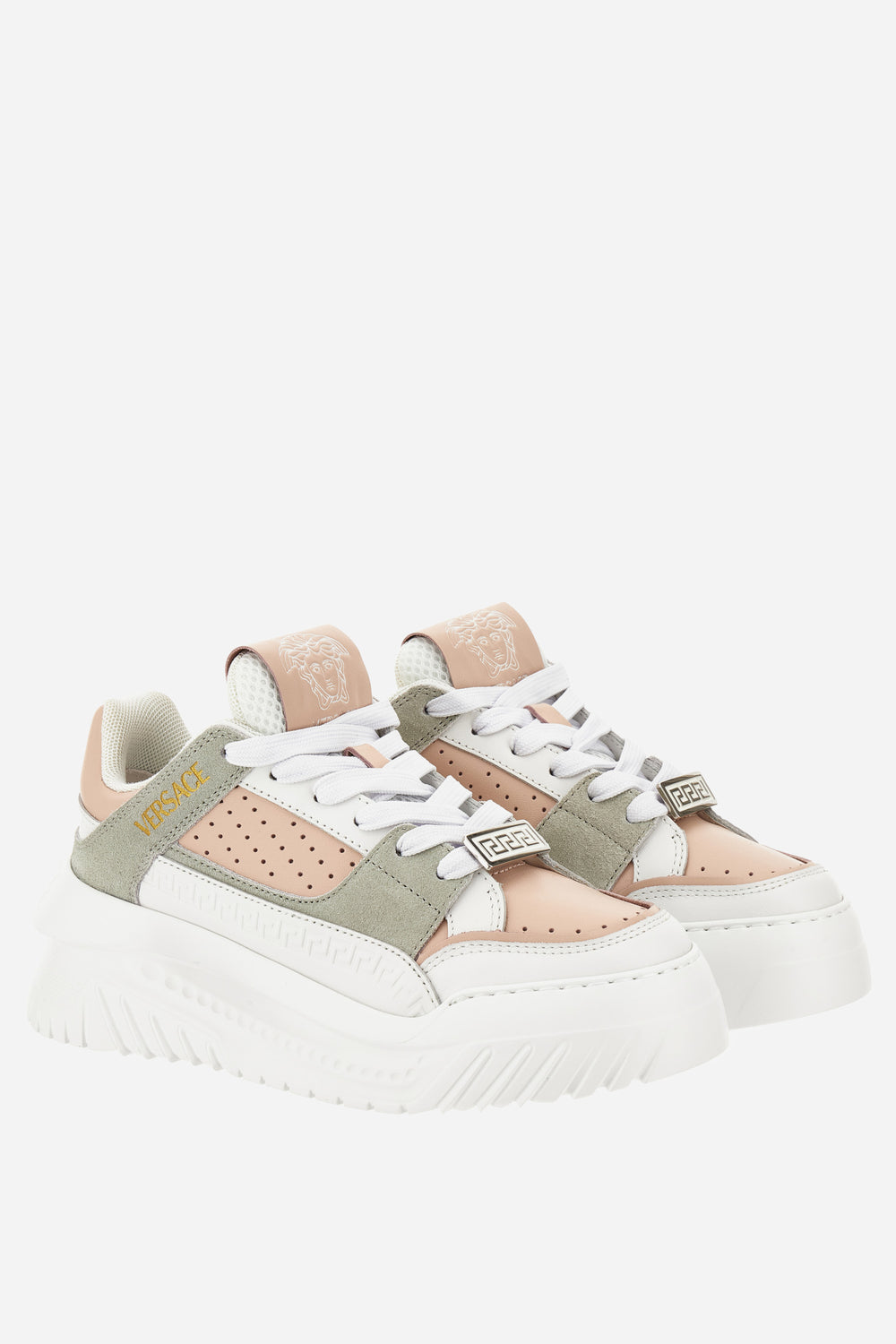 Oversize Court Sneaker In Calf Leather-Fabric