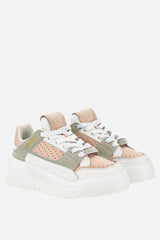 Oversize Court Sneaker In Calf Leather-Fabric
