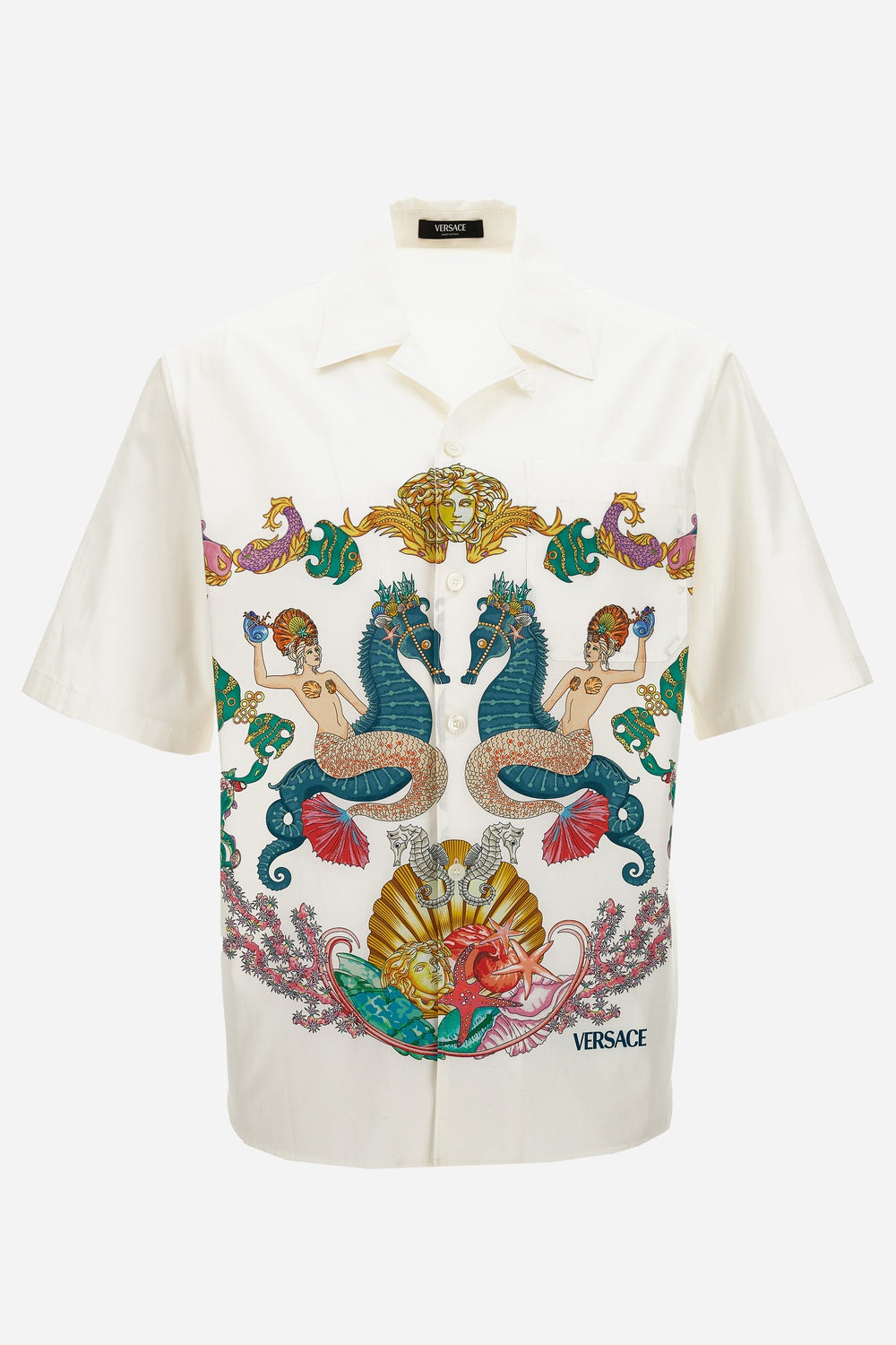Informal Shirt In Poplin Fabric Coral Theatre Crest Print