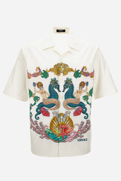 Informal Shirt In Poplin Fabric Coral Theatre Crest Print