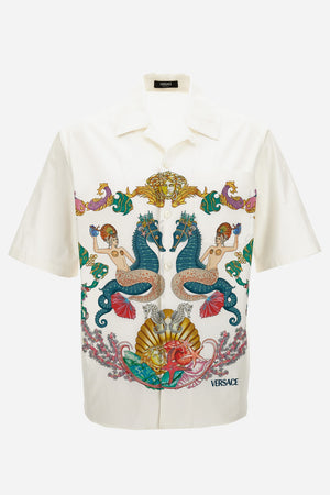 Informal Shirt In Poplin Fabric Coral Theatre Crest Print