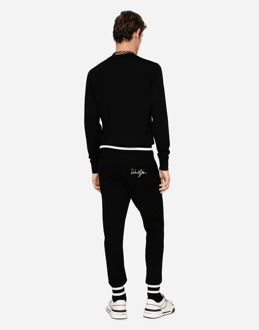 WOOL JOGGING PANTS WITH EMBROIDERY
