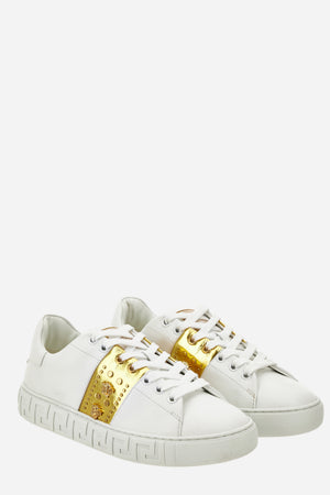 La Greca Sneaker In Free Organic Fabric-Laminated Calf-Meduse And Studs