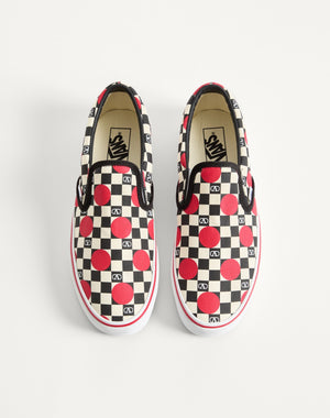 Sneaker Slip-On Valentino Garavani And Vans In Tessuto Con Stampa Vlogo Checkerboard E Dettaglio Pois