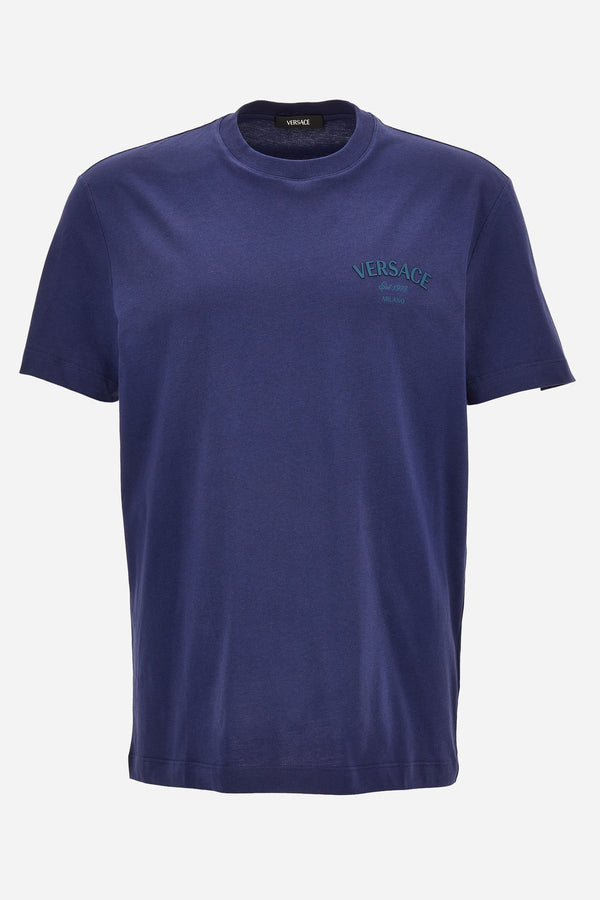 T-Shirt In Jersey Fabric + Versace Stamp Print