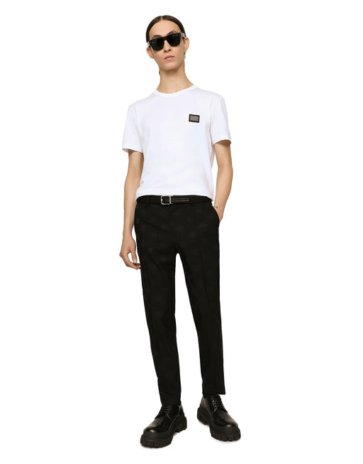 STRETCH WOOL JACQUARD PANTS WITH DG MONOGRAM