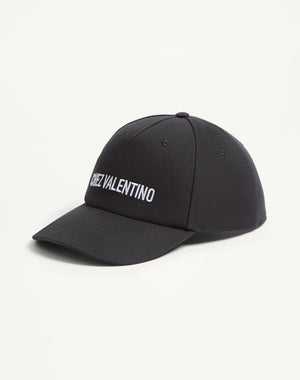 Baseball Cap Chez Valentino In Cotone Con Ricamo