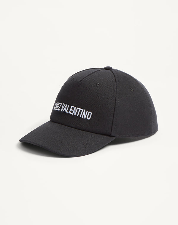 Baseball Cap Chez Valentino In Cotone Con Ricamo