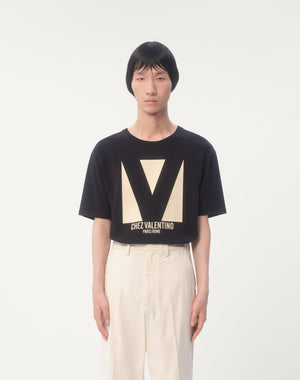 T-Shirt In Cotone Con Stampa Chez Valentino
