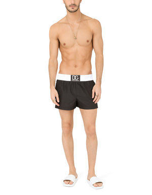 TWO-TONE SHORT SWIM TRUNKS WITH DG PATCH