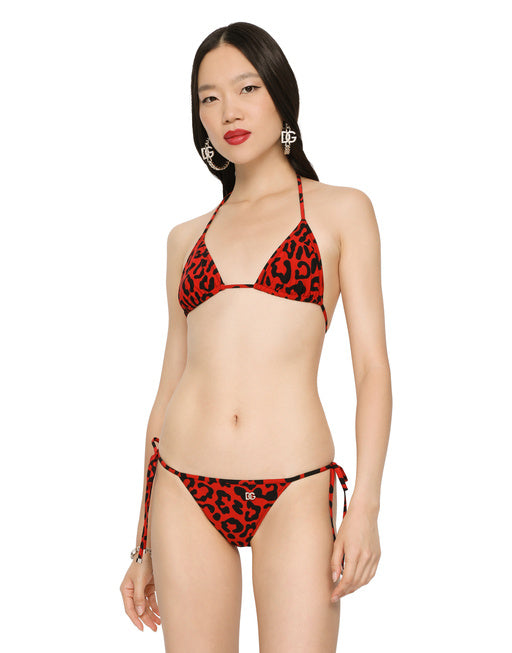LEOPARD-PRINT TRIANGLE BIKINI
