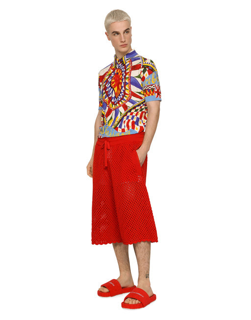 3D SILK JACQUARD POLO-SHIRT WITH CARRETTO PRINT