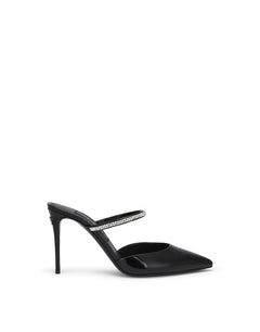 POLISHED CALFSKIN MULES WITH EMBROIDERY