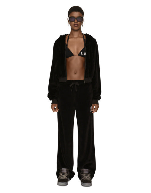 COTTON CHENILLE JOGGING PANTS WITH DGVIB3 EMBROIDERY
