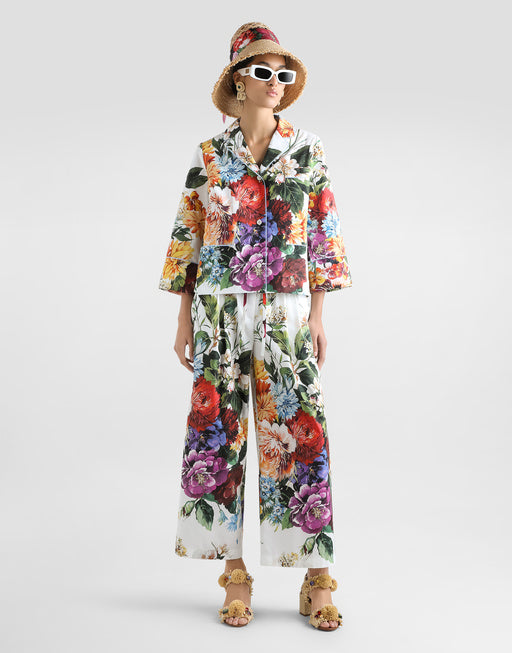 POPLIN PANTS WITH BOUQUET FLOWER PRINT