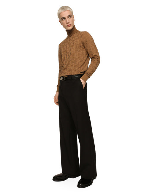 SILK JACQUARD TURTLENECK SWEATER WITH DG LOGO